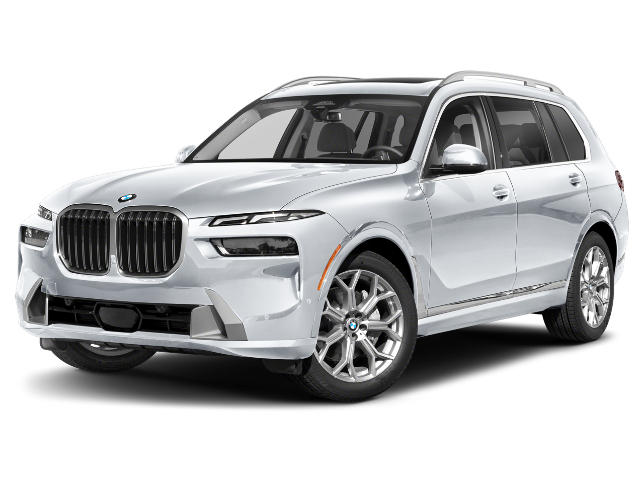 2024 BMW X7 xDrive40i in Mineral White Metallic — front three-quarter view