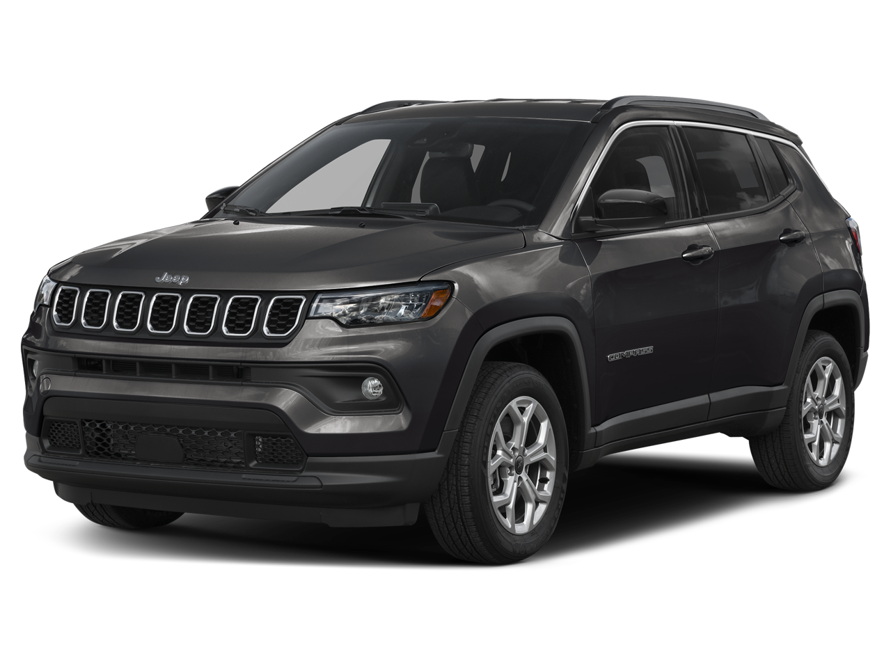 2026 Jeep Compass Latitude in Diamond Black Crystal Pearlcoat — front three-quarter view