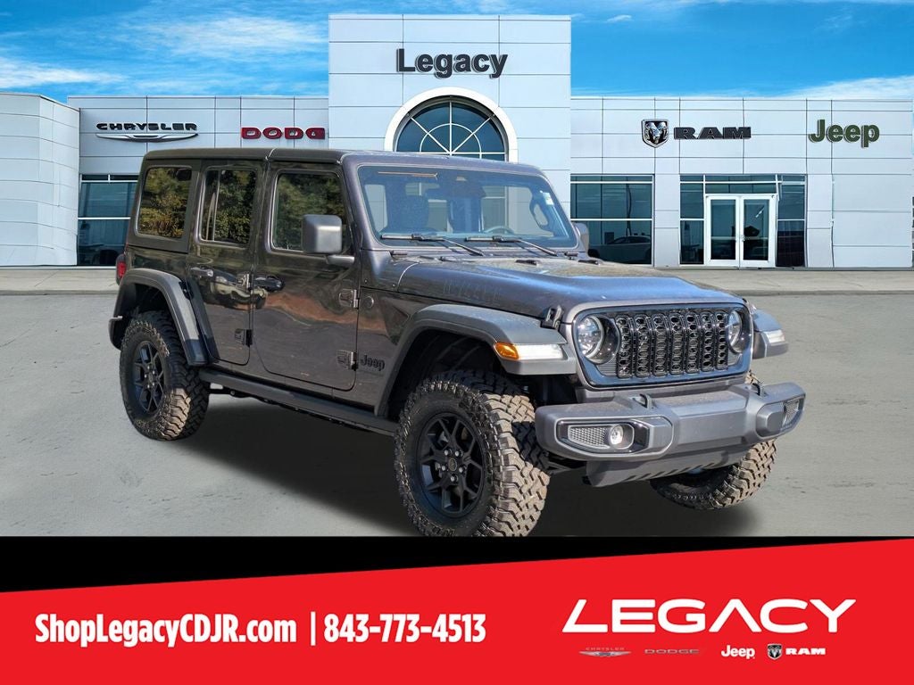 2026 Jeep Wrangler WRANGLER 4-DOOR WILLYS in Granite Crystal Metallic Clear-Coat Exterior Paint — front three-quarter view