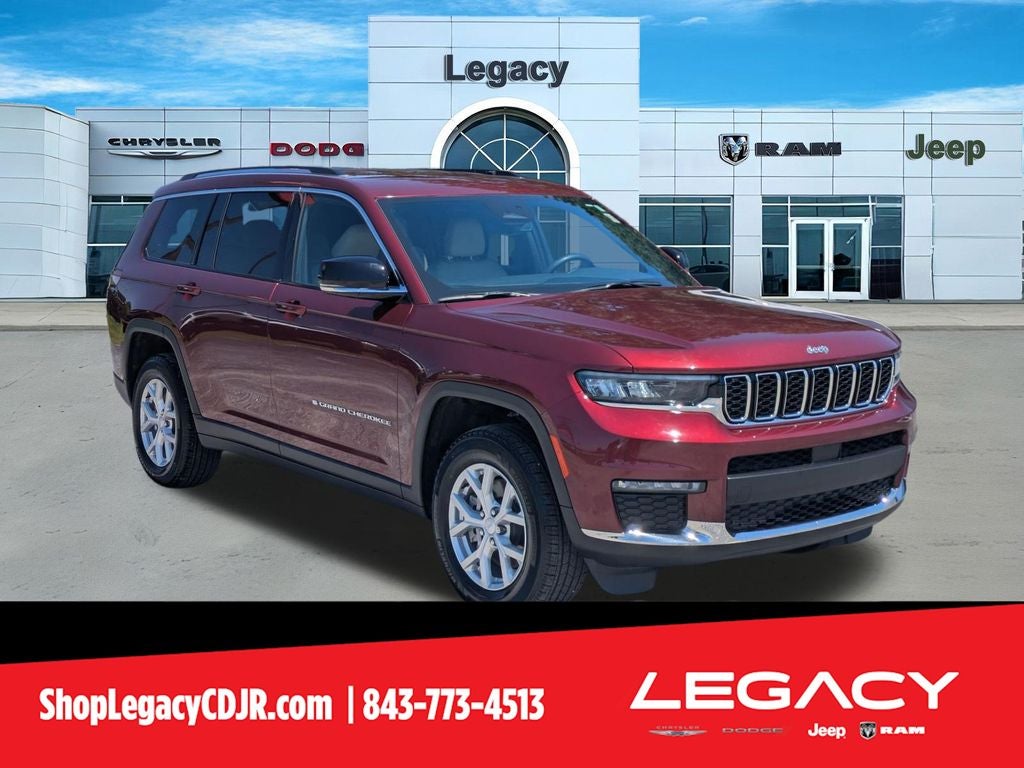 2023 Jeep Grand Cherokee L Limited 4x2 in Velvet Red Pearlcoat — front three-quarter view