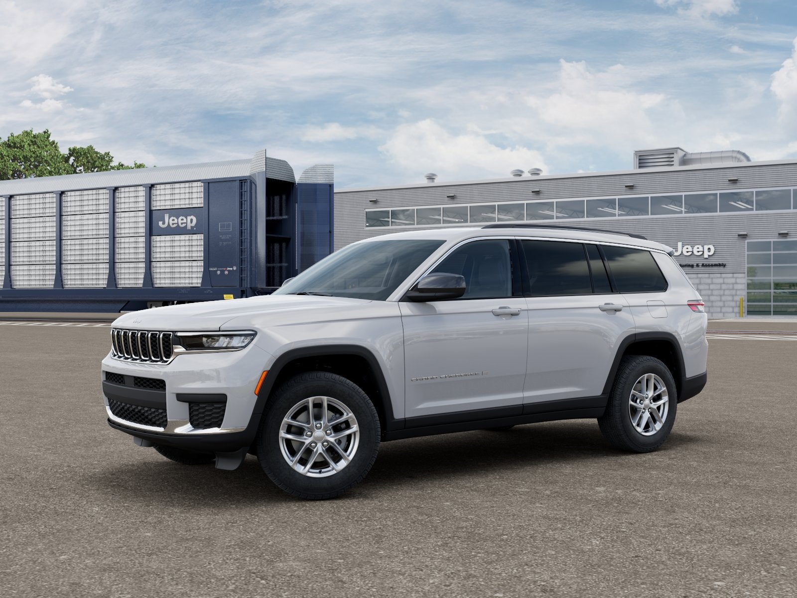 2026 Jeep Grand Cherokee GRAND CHEROKEE L LAREDO 4X4 in Bright White Clear-Coat Exterior Paint — front three-quarter view