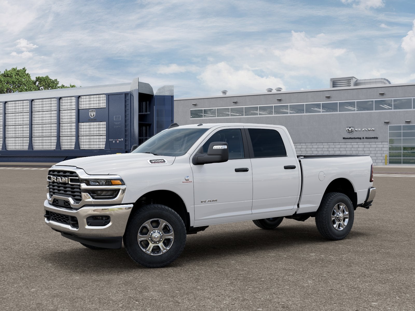 2026 RAM Ram 3500 RAM 3500 BIG HORN CREW CAB 4X4 6'4' BOX in Bright White Clear-Coat Exterior Paint — front three-quarter view