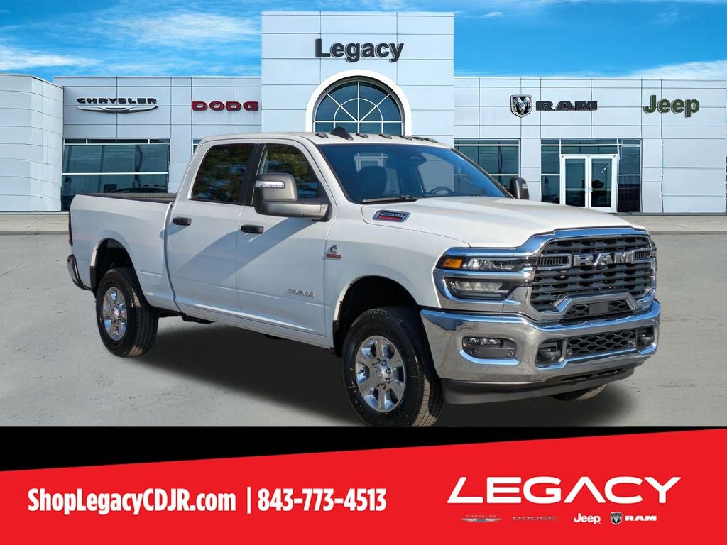 2026 RAM Ram 2500 RAM 2500 BIG HORN CREW CAB 4X4 6'4' BOX in Bright White Clear-Coat Exterior Paint — front three-quarter view